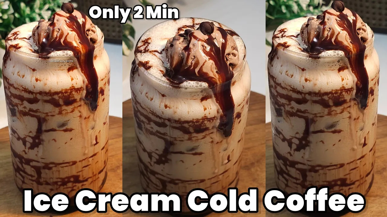 Ice Cream Cold Coffee | Cafe Style Cold Coffee with Ice Cream at Home | Cook with Judy and Flo