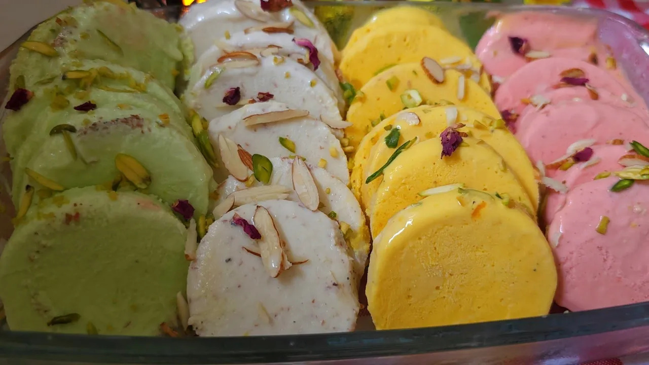Roll Cut Kulfi Recipe | Creamy Ice Cream Rolls in 4 Flavours